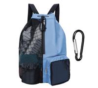 MEMOFYND 1 Sac De Bain à Cordon Avec 1 Mousqueton, Sac à Dos De Plage, Sac De Sport En Maille, (Bleu Clair)