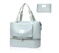 MEMOFYND 1 Sac de Voyage Vert, Sac à Main de Grande capacité, Sac de Rangement Pliable, Sac de Sport étanche, Sac à Bagages séparé Sec et Humide, Sac à bandoulière Portable (39 * 22 * 31 cm)