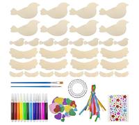 MEMOFYND 16 pièces 3D Oiseaux en bois pour enfants Artisanat en bois Kit de peinture pour enfants Maison d'oiseau pour enfants Bricolage