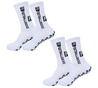 MEMOFYND 2 Paires De Chaussettes De Football, Chaussettes De Sport Antidérapantes, Jarretelles De Sport Avec Points En Caoutchouc, Anti-Transpiration Et Respirantes, Unisexes, Blanches