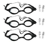 MEMOFYND 3 Pièces De Lunettes De Natation Avec 3 Paires De Bouchons D'oreilles, Lunettes De Plongée HD, Lunettes De Natation, Lunettes De Natation Imperméables Et Antibuée Pour Hommes Femmes (Noir)
