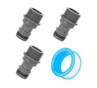 MEMOFYND 3 Pièces G1/2 Tuyau D'arrosage Filetage Mâle Raccord Rapide ，avec 1 Pièce Un Ruban Adhésif étanche De 4 Mètres De Long， pour Tuyau D'arrosage Adaptateur De Robinet Connecteur De Tuyau d'eau