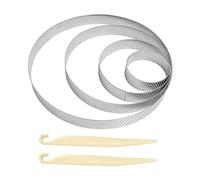 MEMOFYND 4 Cercles à Tarte en Acier Inoxydable avec 2 Spatules en Plastique, Moules à Tarte Perforés, Cercles à Pâtisserie, Moules à Gaufres en Acier Inoxydable pour La Cuisine