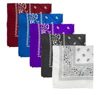 MEMOFYND 5 pcs Bandana Foulard Multifonction Foulard Coton Motif Camouflage Masque Visage Homme Bandeau Femme Bandeau Mouchoir Carré Convient Pour Les Fêtes Sport, Noir, blanc, rouge, bleu royal,
