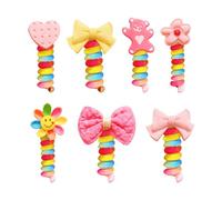 MEMOFYND 7 élastiques de cheveux colorés avec câble téléphonique, élastiques de cheveux en spirale, élastiques de cheveux en plastique, support de queue de cheval, élastiques de cheveux pour filles