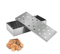 MEMOFYND Boîte à fumage rectangulaire en acier inoxydable argenté - Accessoire de barbecue