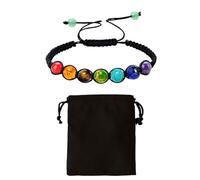 MEMOFYND Bracelet en Pierre Porte-Bonheur avec Pochette de Rangement en Velours, Bracelet de Guérison Reiki et d'Équilibre de Yoga, Diffuseur, 15-30 cm, Nylon Cristallin
