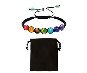 MEMOFYND Bracelet en Pierre Porte-Bonheur avec Pochette de Rangement en Velours, Bracelet de Guérison Reiki et d'Équilibre de Yoga, Diffuseur, 15-30 cm, Nylon Cristallin