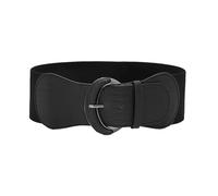 MEMOFYND Ceinture Large Élastique en Cuir pour Femme - Extensible, Réglable, pour Manteau (Noir), M