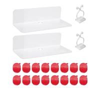 MEMOFYND Étagère Murale Flottante 2 pièces avec 2 Crochets Fixes, présentoir, étagère Murale autocollante, Support de Montage Mural pour Salon, Cuisine, Salle de Bain
