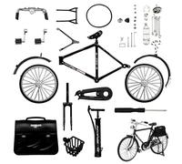 MEMOFYND Kit de modèle de vélo rétro DIY 1 pièce, réplique classique d'un vélo à doigt, livré avec pompe, panier et mallette, convient aux adultes et aux enfants