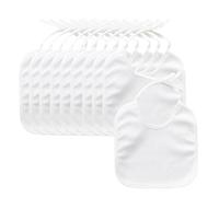 MEMOFYND Lot de 10 Bavoirs Blancs pour Enfants (18 x 18 cm), Écharpe Imperméable, Triangle pour Bébé, Serviette Imperméable, Taille Unique