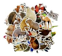 MEMOFYND Lot de 100 autocollants réalistes d'animaux de la forêt, autocollants photo imperméables réutilisables