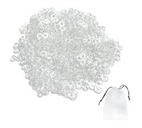MEMOFYND Lot de 1000 accessoires de sangle blanche et 1 sac à cordon de serrage, boucle élastique transparente en forme de S, accessoires de bijoux DIY pour connecter des accessoires de bijoux (blanc)