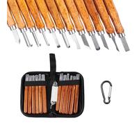 MEMOFYND Lot de 12 outils de sculpture sur bois et 1 mousqueton noir, kit de bricolage pour sculpture sur bois, fruits, légumes et sculpture à la cire