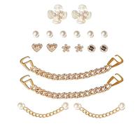 MEMOFYND Lot de 18 fleurs de chaussures en perles - Accessoires décoratifs pour sandales - Boucles décoratives à faire soi-même - Boucles décoratives amovibles - Cadeaux de fête pour femmes - Fleurs