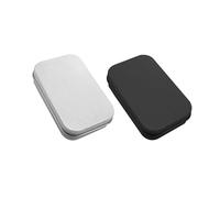 MEMOFYND Lot de 2 boîtes de rangement vides en métal avec bac à rabat, petites boîtes de rangement, mini caisse en fer blanc, rectangulaire pour bonbons savons, cartes à jouer (argenté, noir)