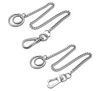 MEMOFYND Lot de 2 chaînes de porte-monnaie, porte-clés punk, longues en acier inoxydable pour pantalon, homme et femme, avec porte-clés mousqueton (argent), 38 cm, argent, 38 cm
