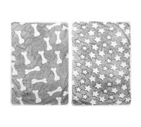 MEMOFYND - Lot de 2 couvertures pour animaux de compagnie - Doux et chaud - En polaire corail - Convient aux petites et moyennes tailles (76 x 52 cm)