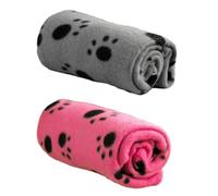 MEMOFYND Lot de 2 couvertures pour animaux de compagnie, mignonnes, imprimées, en peluche, lavable, 60 x 70 cm, convient aux chats et aux chiens, gris + rose