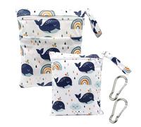 MEMOFYND Lot de 2 organiseurs à couches avec 2 mousquetons, sac à couches, sac à couches, sac à couches, sac à langer de voyage, blanc, 36 x 30 cm, 28 x 30 cm, poche, Blanc, 36 * 30 cm, 28 * 30 cm,