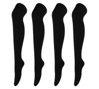 MEMOFYND Lot de 2 paires de chaussettes hautes hautes en coton pour femme - Chaussettes thermiques au genou - Noir, Noir , taille unique