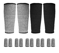 MEMOFYND Lot de 2 paires de manchons anti-coupures - Protège-bras - Pour le jardinage - Protège-bras de sécurité - Pour l'extérieur - Noir et gris