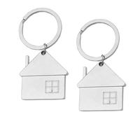 MEMOFYND Lot de 2 Porte-clés de Maison en Acier Inoxydable, Porte-clés Portable, Cadeaux de Pendaison de Crémaillère pour Couples (Argent)