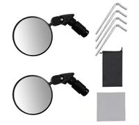 MEMOFYND Lot de 2 rétroviseurs de sécurité universels pivotants à 360 ° - Pour vélo, VTT, vélo de route (noir)