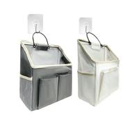 MEMOFYND Lot de 2 sacs de rangement à suspendre avec 2 crochets pour salle de bain (crème, gris)