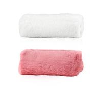 MEMOFYND Lot de 2 trousses en peluche, à fermeture éclair, sacs de rangement et maquillage, trousse crayon, Rose/blanc, 21*9*6cm, mignon