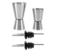 MEMOFYND Lot De 2 Verres Doseurs À Cocktail Avec 2 Becs Verseurs En Acier Inoxydable, Double Extrémité, 15/30 Ml Et 25/50 Ml, Argenté