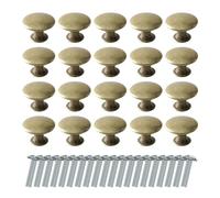 MEMOFYND Lot de 20 poignées de porte de placard de couleur laiton avec vis, accessoires de décoration de tiroir, poignées à un trou, boutons de meubles rétro, boutons d'armoire ronds (21 x 30 mm)