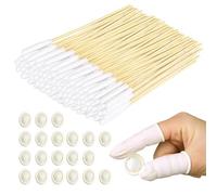 MEMOFYND Lot de 200 cotons-tiges pour nettoyage des oreilles d'animaux de compagnie avec 20 gants, grands cotons-tiges pour animaux de compagnie