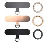 MEMOFYND Lot De 3 Coussinets Métalliques Pour Téléphone Portable Avec 3 Boucles Circulaires, Chaîne De Téléphone Portable, Housse Universelle Pour Téléphone Portable (Or Rose, Argent, Noir)