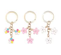 MEMOFYND Lot de 3 porte-clés en forme de fleur pour femme - Jolis pendentifs en forme de fleur - Boucles en métal - Accessoires de sac - Porte-clés (rose, blanc, couleur), Rose, taille unique