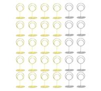 MEMOFYND Lot de 30 supports de numéro de table, porte-nom de bureau, porte-cartes de table à manger, porte-menus de table, carte de menu, lot d'étagères de table (doré, argent)