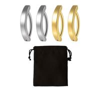 MEMOFYND Lot de 4 anneaux de nombril en acier inoxydable, 1 pochette en velours noir, anneaux incurvés inversés, à clip sur le nombril, pour filles et femmes, ensemble de bijoux de nombril, dorés,