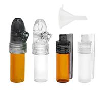MEMOFYND Lot de 4 bouteilles à épices avec mini entonnoir, petite bouteille en verre, bouteille distributeur d'épices, bouteille en verre portable, récipient à épices, ustensile de cuisine, marron,