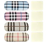 MEMOFYND Lot de 4 étuis à lunettes rigides avec 4 chiffons à lunettes, boîte de rangement pour lunettes, boîte de protection pour lunettes de soleil, étui à lunettes étanche, convient aux hommes et