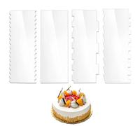MEMOFYND Lot de 4 grattoirs à gâteau en acrylique ondulés - Grattoir à gâteau - Outils de lissage de gâteau - Outils de cuisson de cuisine