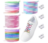 MEMOFYND Lot de 4 Paires de Lacets Colorés Sans Cravate - Élastiques Avec Boucle en Métal - Universels pour Chaussures en Toile, Chaussures de Sport, Bottes