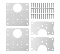 MEMOFYND Lot de 4 plaques de réparation de charnière en acier inoxydable avec 24 vis, supports de réparation de charnière de style moderne, argent métallique