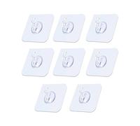 MEMOFYND Lot de 8 crochets carrés transparents, crochets muraux multifonctionnels collants non perforés, crochets de manteau et de chapeau derrière la porte, crochets muraux autocollants