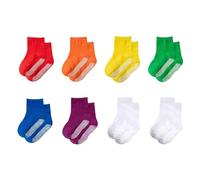 MEMOFYND Lot de 8 paires de chaussettes antidérapantes thermiques pour enfants, pour garçons et filles, 3 à 5 ans, jaune, orange