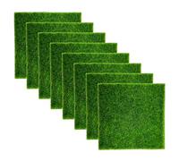 MEMOFYND Lot de 8 pelouses artificielles 15 x 15 cm - Accessoires de jardin de fées réalistes - Mousse artificielle - Tapis de mousse - Plantes de porte d'entrée - Petite décoration de meubles -