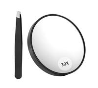 MEMOFYND Loupe grossissante 30 avec pince et boîte en papier - Loupe de voyage et miroir grossissant portable pour sac - Miroir de maquillage compact (noir)