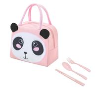 MEMOFYND Sac à déjeuner 1 pièce avec couverts 3 pièces, sac à déjeuner étanche de dessin animé, sac à déjeuner pour enfants, sac à déjeuner isotherme, sac à déjeuner portable, réutilisable, rose