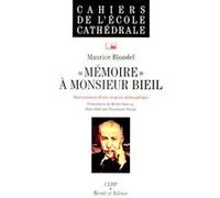 Memoire A Monsieur Bieil - Discernement D'une Vocation Philosophique