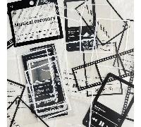 [Mémoire musicale] 1 pack/20 feuilles Cadre musical Autocollants décoratifs en film noir et blanc pour animaux de compagnie, Matériel de journal DIY Jour de la Saint-Valentin, Saint-Valentin Mariage, 